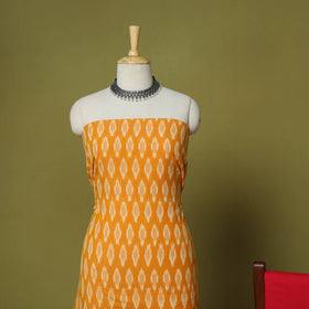 Orange - 3pc handloom cotton unstitched pochampally ikat