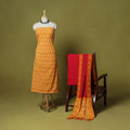 Orange - 3pc handloom cotton unstitched pochampally ikat