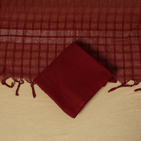 Orange - 3pc karnataka weave cotton unstitched khun dress