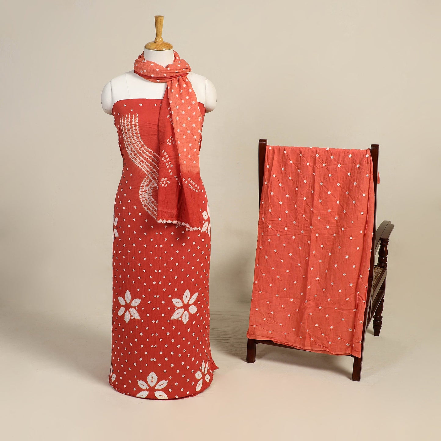 3pc Kutch Tie-Dye Satin Cotton Bandhani Dress Material