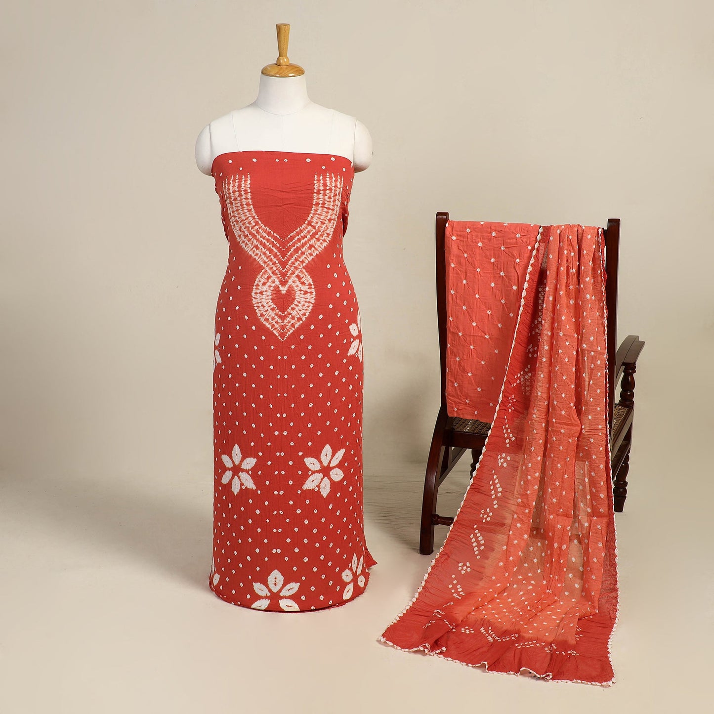 3pc Kutch Tie-Dye Satin Cotton Bandhani Dress Material