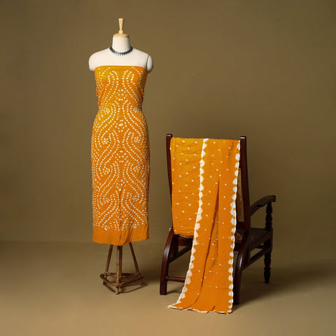 3pc kutch tie-dye satin cotton unstitched bandhani dress