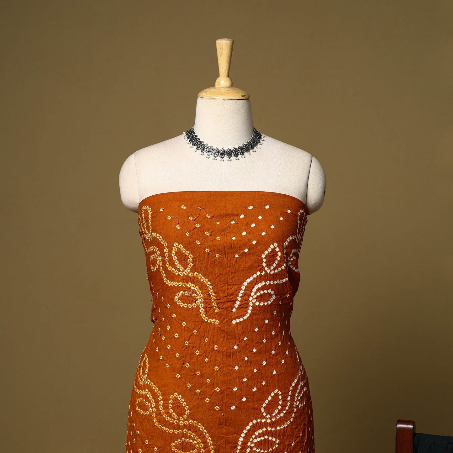 3pc kutch tie-dye satin cotton unstitched bandhani dress