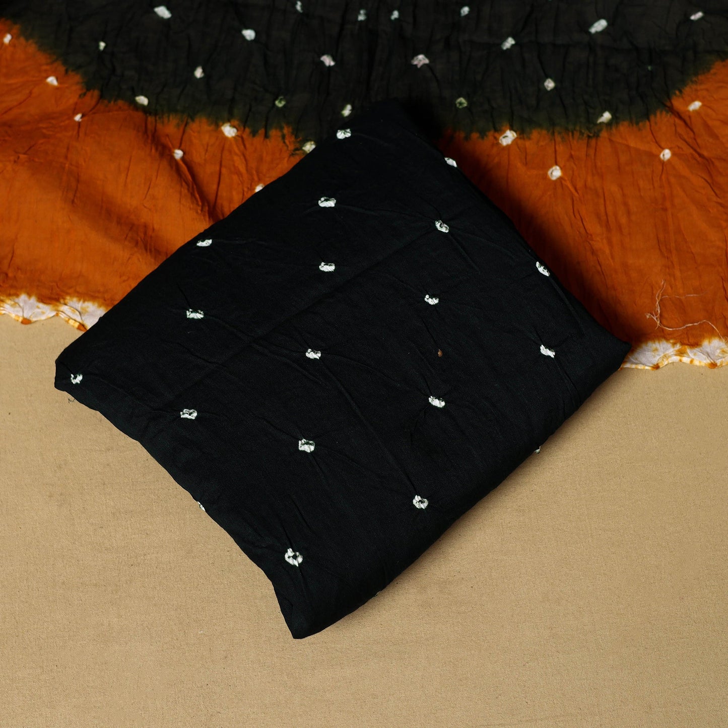 3pc kutch tie-dye satin cotton unstitched bandhani dress