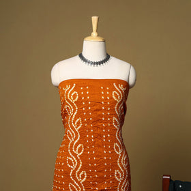 3pc kutch tie-dye satin cotton unstitched bandhani dress