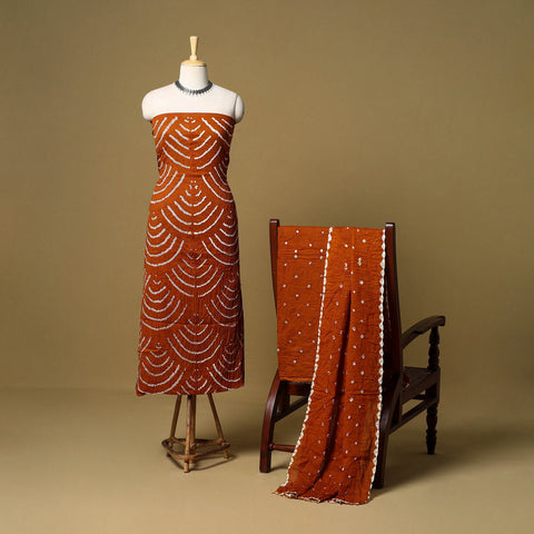 3pc kutch tie-dye satin cotton unstitched bandhani dress