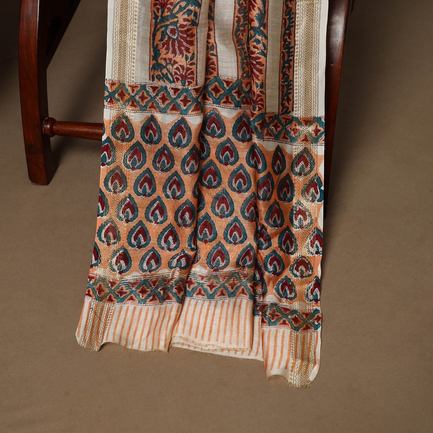 3pc maheshwari silk unstitched hand sanganeri dress