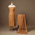 Orange 3pc Natural Dyed Maheshwari Silk Unstitched Vanaspati Jahota Dress Material