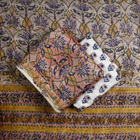  3pc Sanganeri Block Printed Maheshwari Silk Suit Material Set 