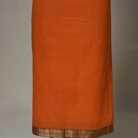 Orange - 3pc unstitched plain dress material with jewellery