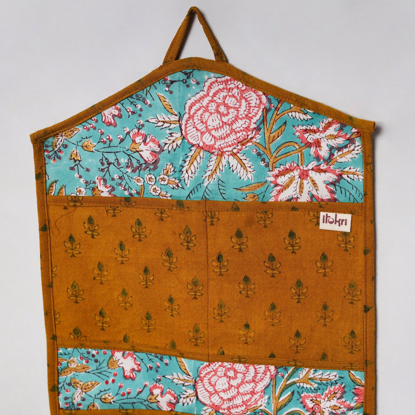 Orange - 4 pockets handcrafted cotton wall hanging letter