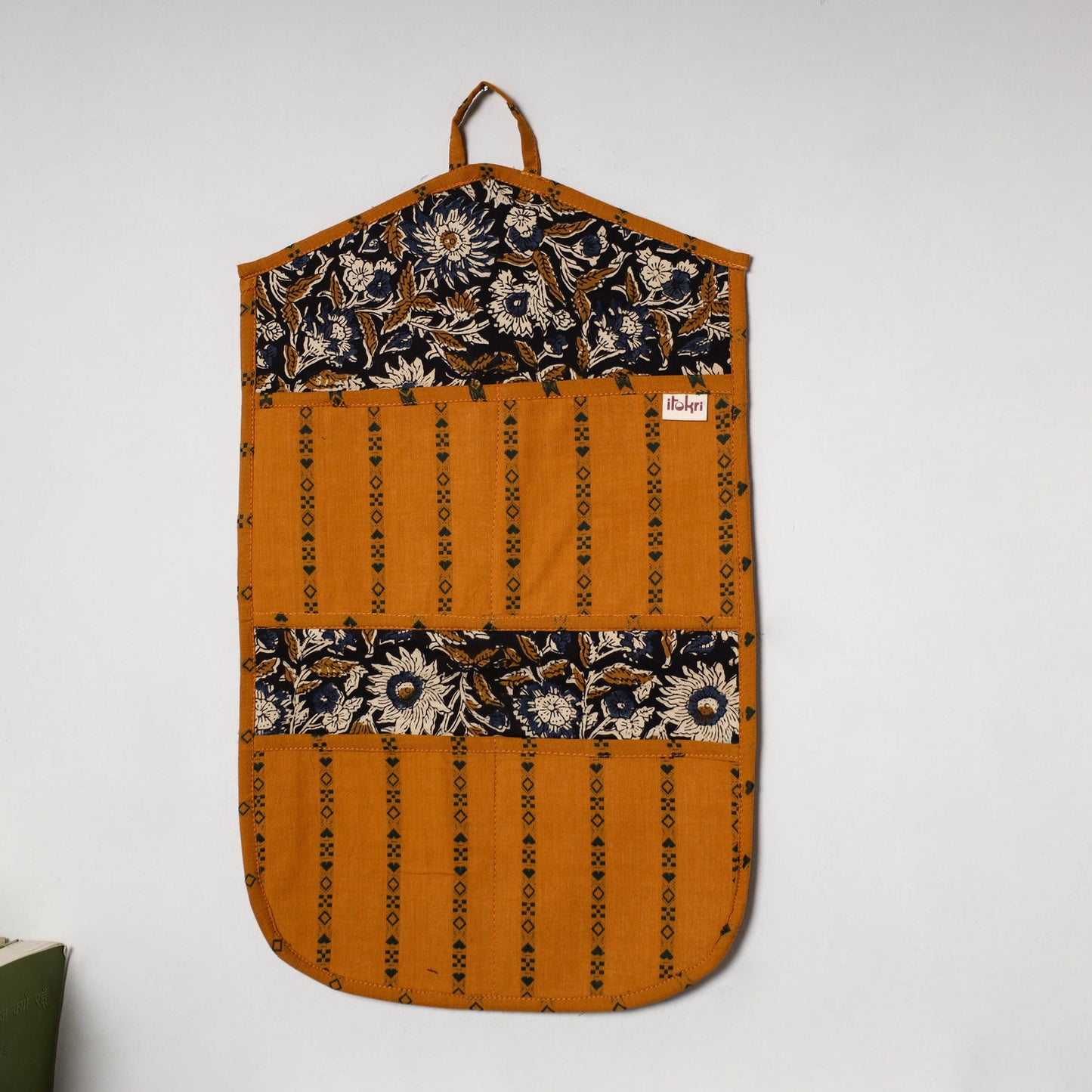 Orange - 4 pockets handcrafted cotton wall hanging letter