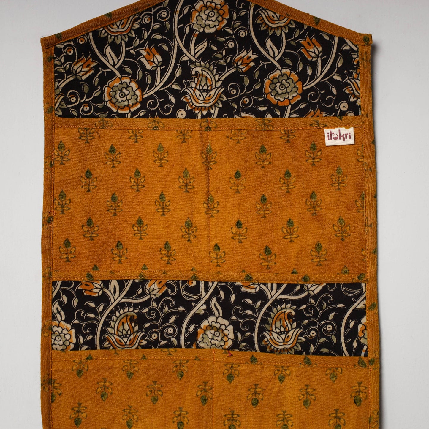 Orange - 4 pockets handcrafted cotton wall hanging letter