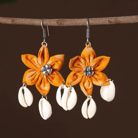 Orange - abira fabart phool kali shell earrings