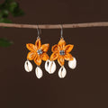 Orange - abira fabart phool kali shell earrings