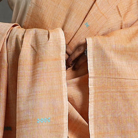 Orange - assam weave thread buti cotton handloom dupatta 17