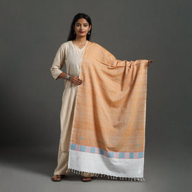 Orange - assam weave thread buti cotton handloom dupatta 17