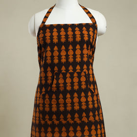 Orange Bagh Block Print Cotton Apron with Pocket