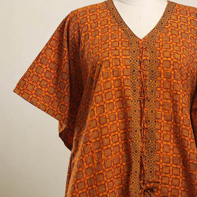 Orange - bagh cotton kaftan (short) 32 - handcrafted