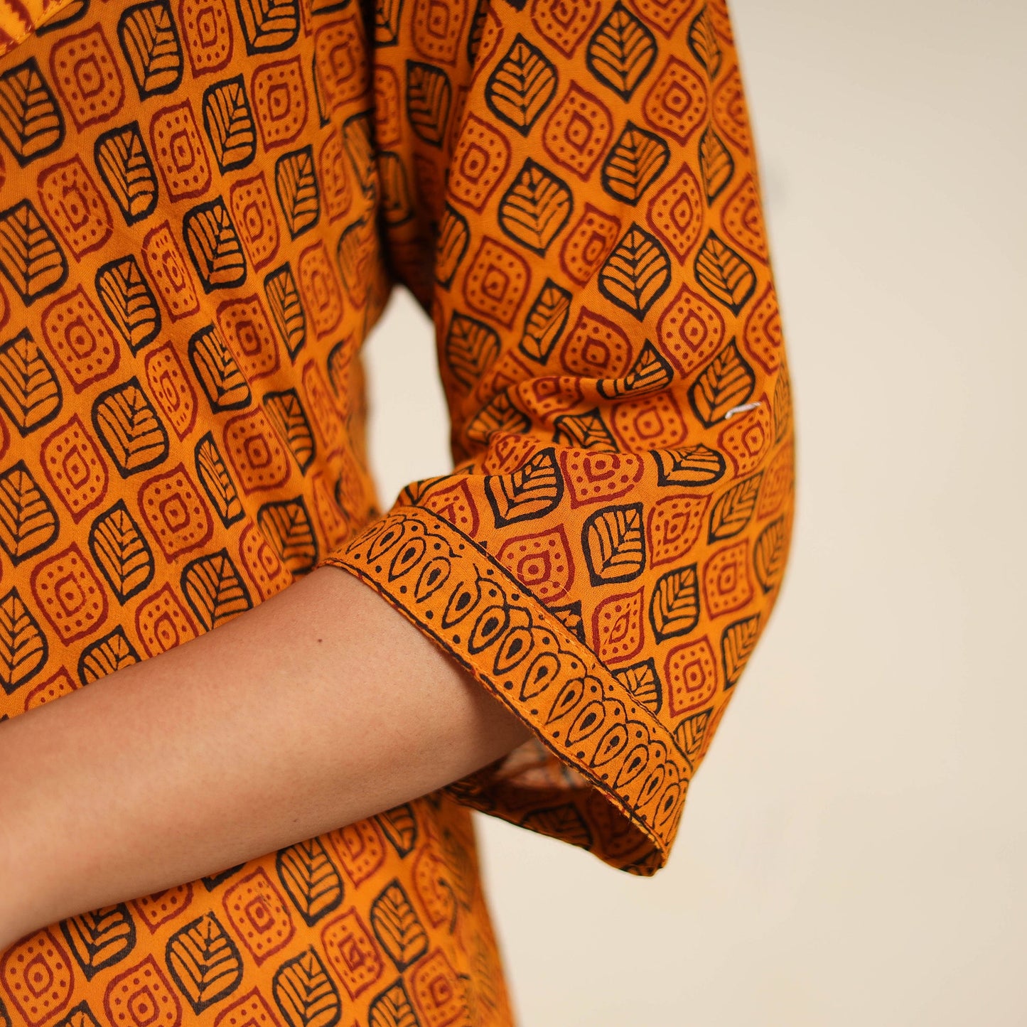 Orange - bagh cotton suit set (set of 2) 04 - handcrafted