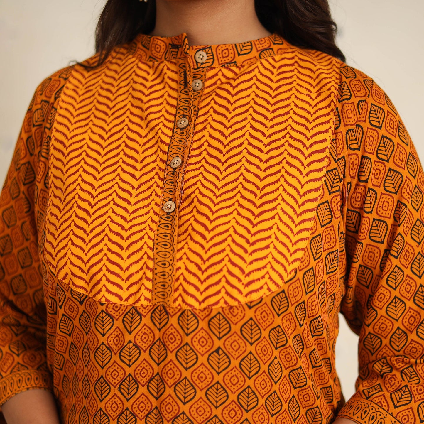 Orange - bagh cotton suit set (set of 2) 04 - handcrafted