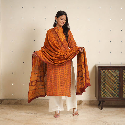 Orange - bagh cotton suit set (set of 2) 04 - handcrafted