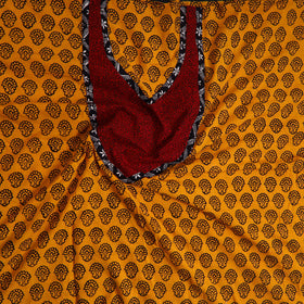 Orange - Bagh Print Cotton Kurta Material with Patchwork (3m) 12