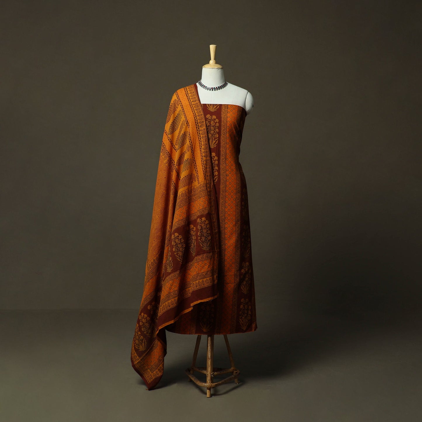 Bagh hand block print natural dyed cotton 3pc unstitched