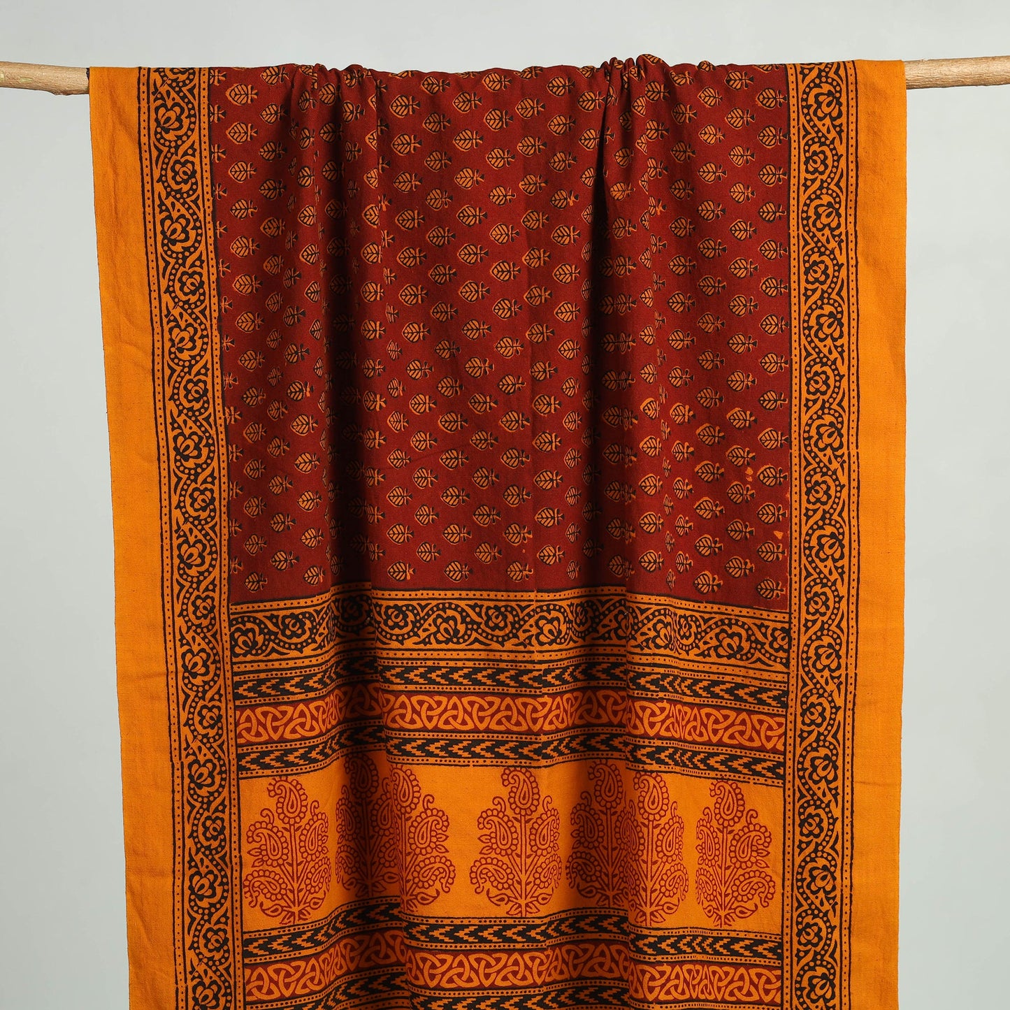 Orange Bagh Hand Block Print Cotton Handloom Towel