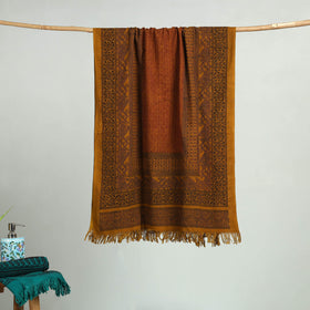 Orange Bagh Hand Block Print Cotton Handloom Towel