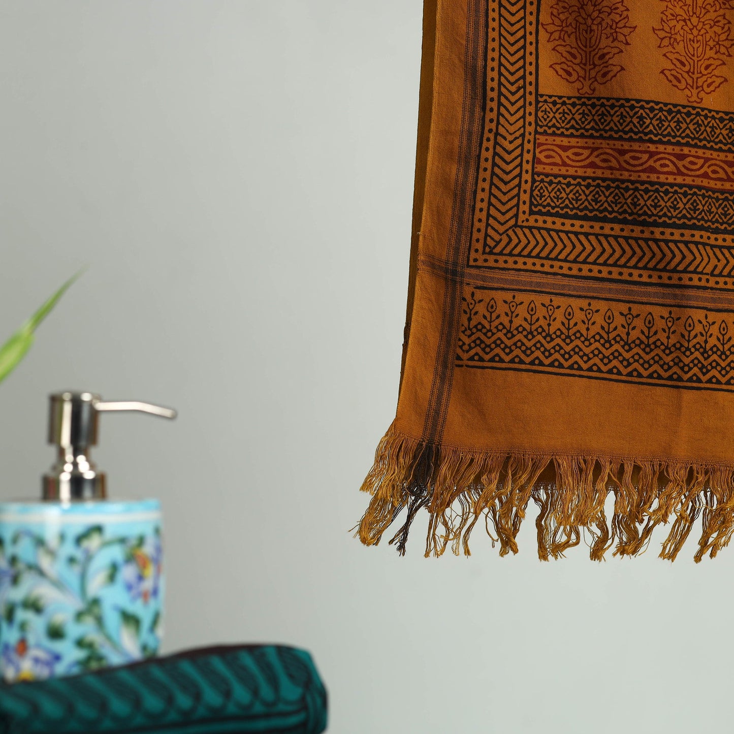 Orange Bagh Hand Block Print Cotton Handloom Towel