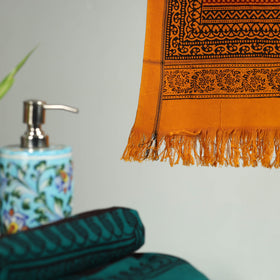 Orange - bagh hand cotton handloom towel 26 - handcrafted