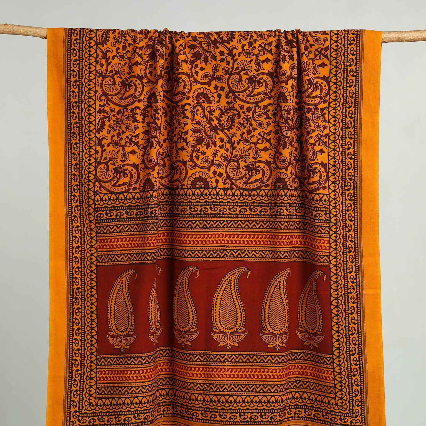 Orange - bagh hand cotton handloom towel 26 - handcrafted