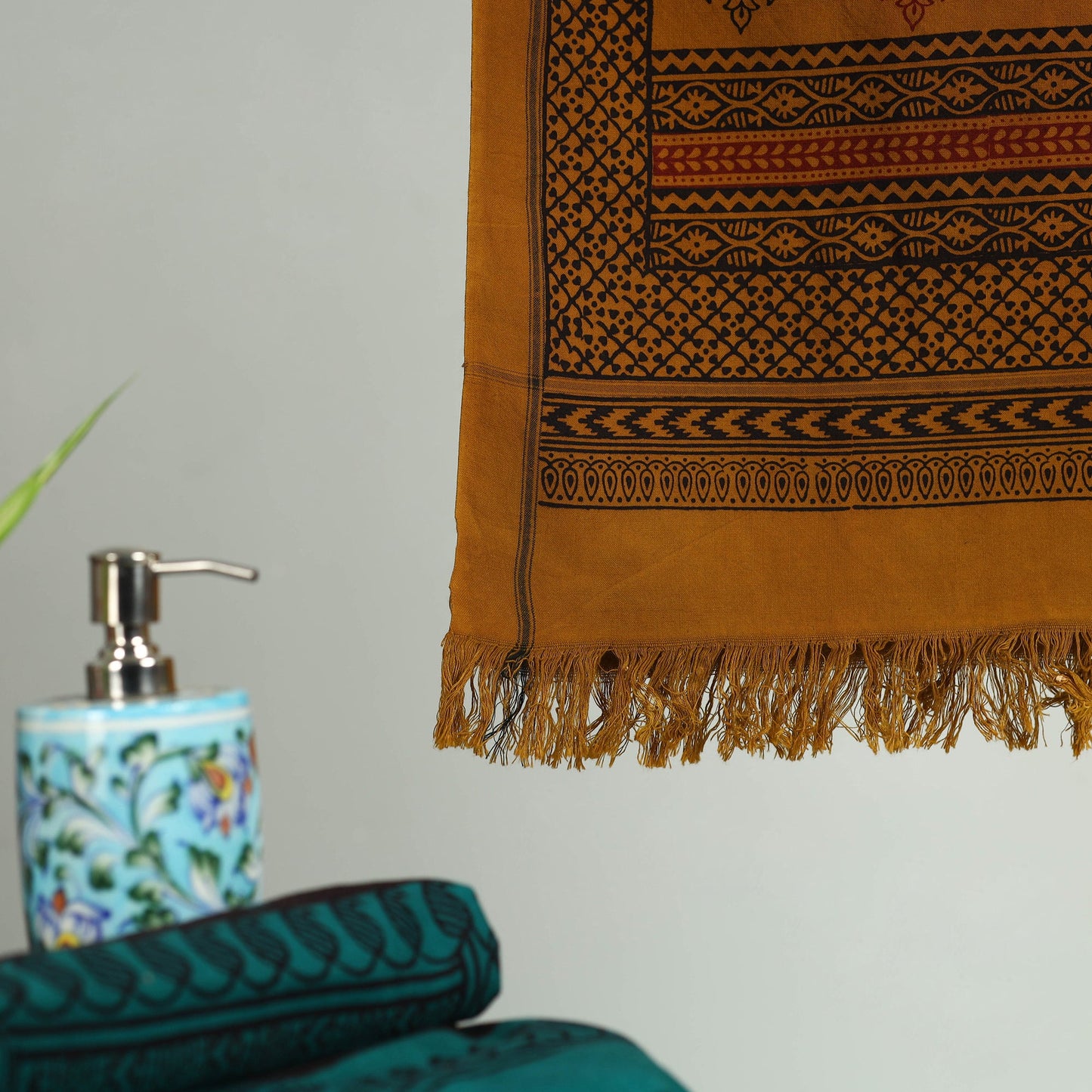 Orange Bagh Hand Block Print Cotton Handloom Towel