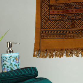 Orange Bagh Hand Block Print Cotton Handloom Towel