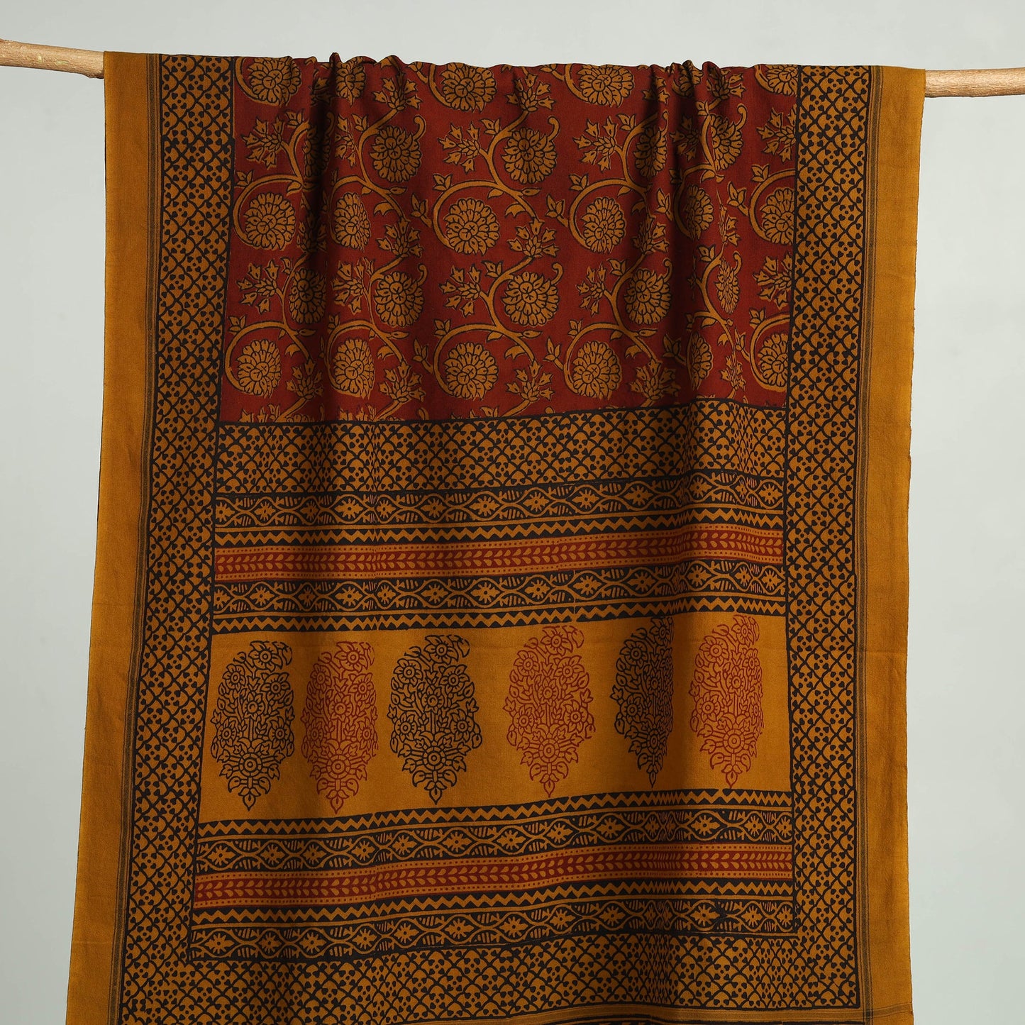 Orange Bagh Hand Block Print Cotton Handloom Towel