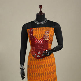 Orange - bagh patchwork cotton unstitched kurta material