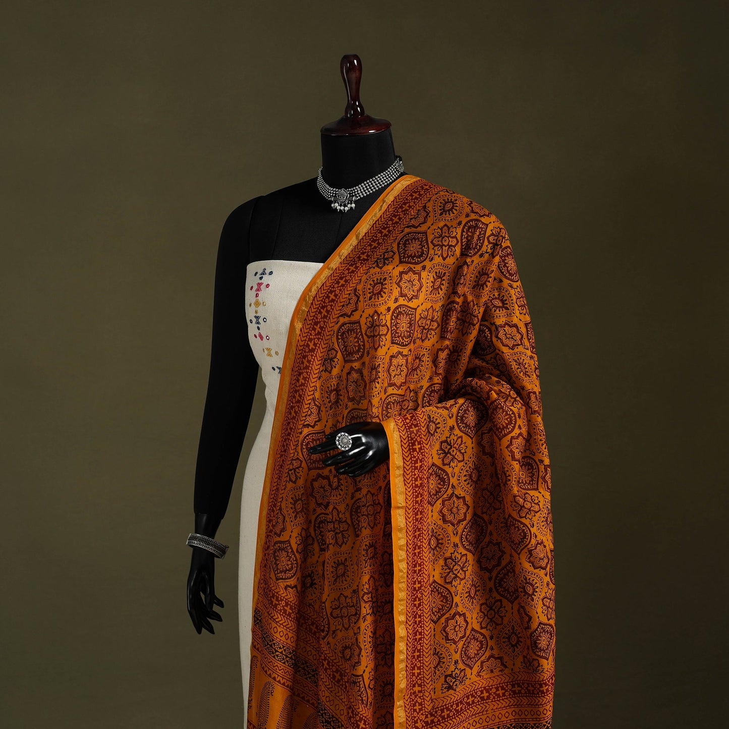 Buy Bagh Block Printed Chanderi Silk Dupatta 49 Online at iTokri.com