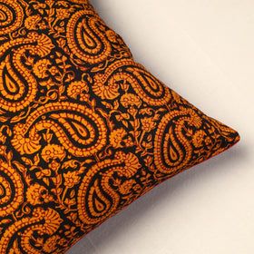 Orange - Bagh Block Printed Cotton Cushion Cover (16 x 16 in) 02