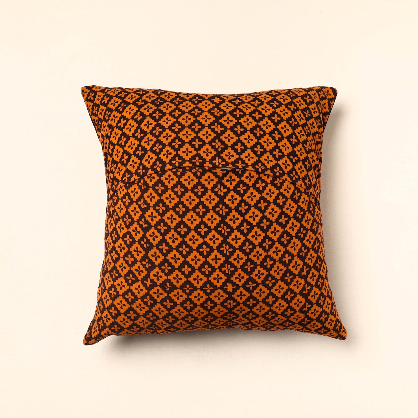 Orange - Bagh Block Printed Cotton Cushion Cover (16 x 16 in) 19