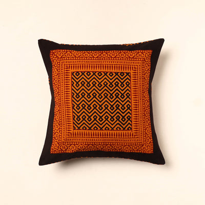 Orange - Bagh Block Printed Cotton Cushion Cover (16 x 16 in) 40