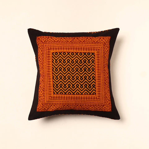 Orange - Bagh Block Printed Cotton Cushion Cover (16 x 16 in) 40