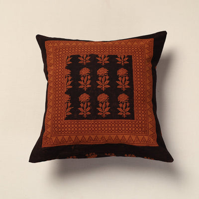 Orange Bagh Block Printed Cotton Cushion Cover