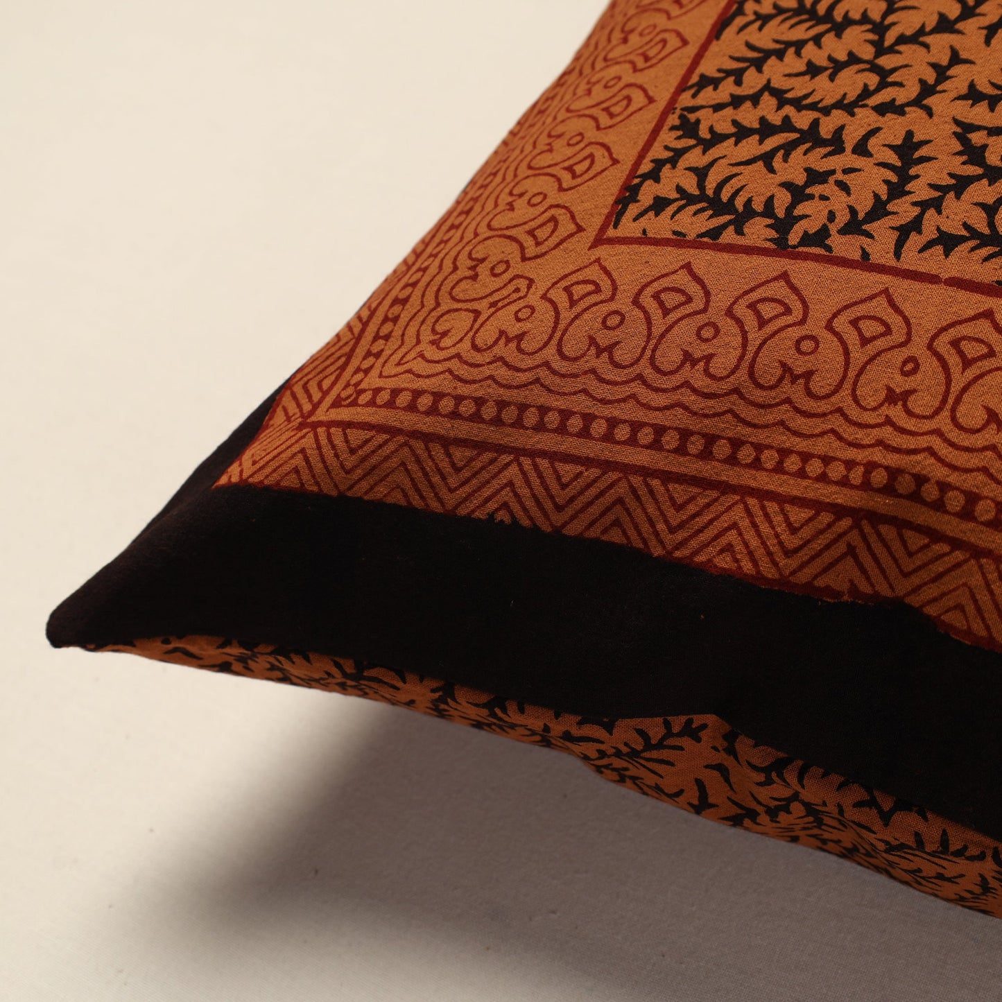 Orange Bagh Block Printed Cotton Cushion Cover
