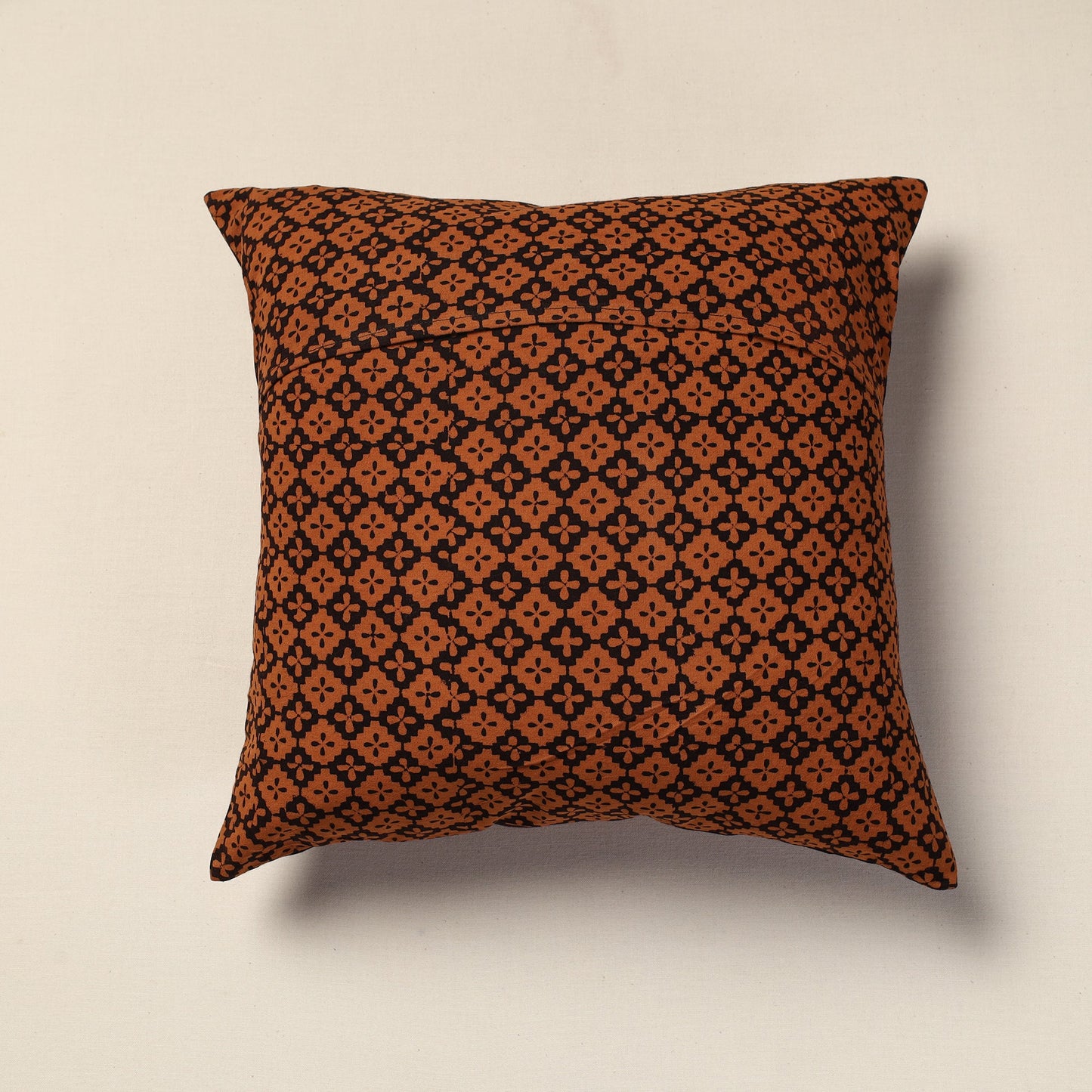 Orange Bagh Block Printed Cotton Cushion Cover