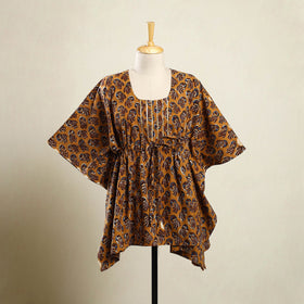 Orange - bagh cotton kaftan (short) 71 - handcrafted