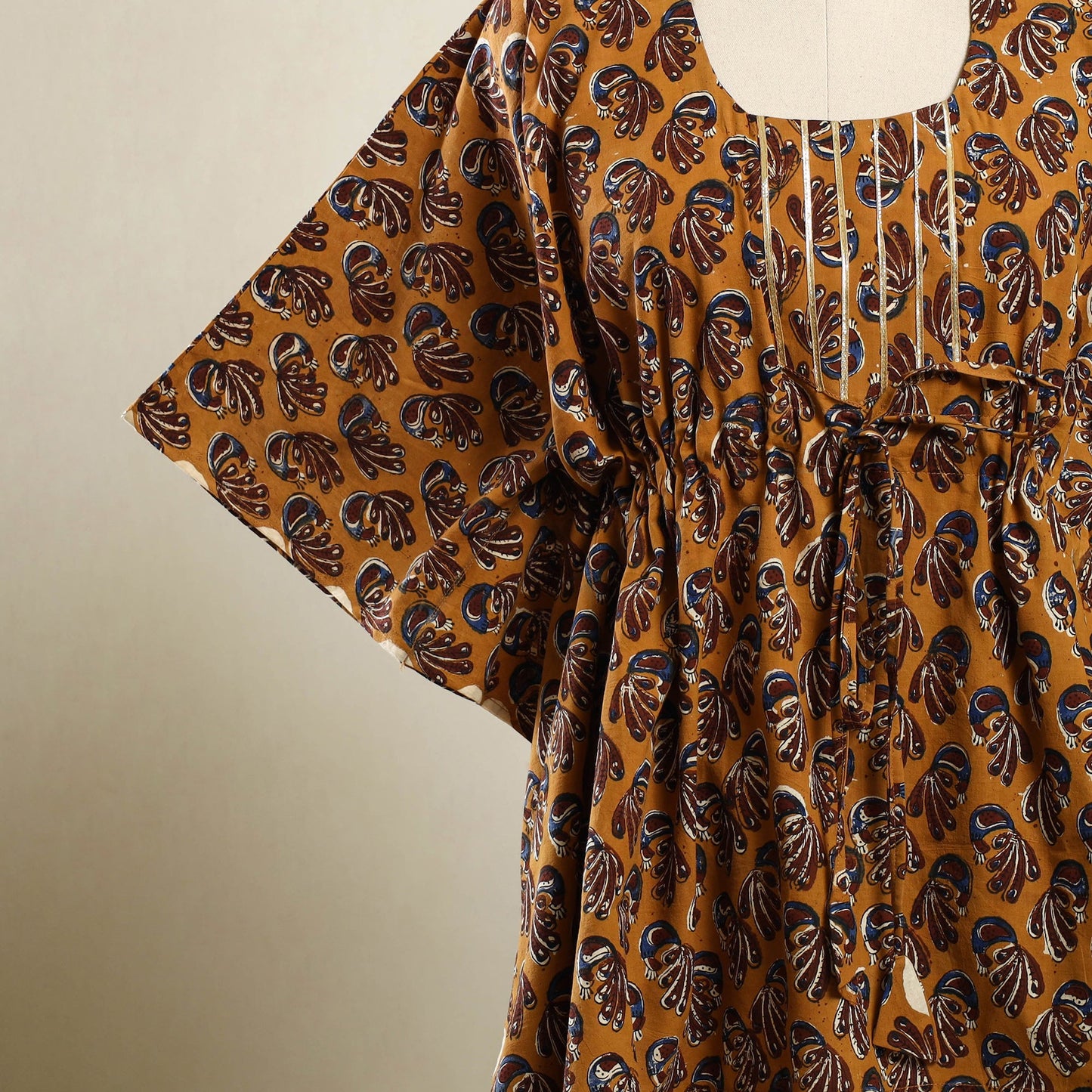 Orange - bagh cotton kaftan (short) 71 - handcrafted