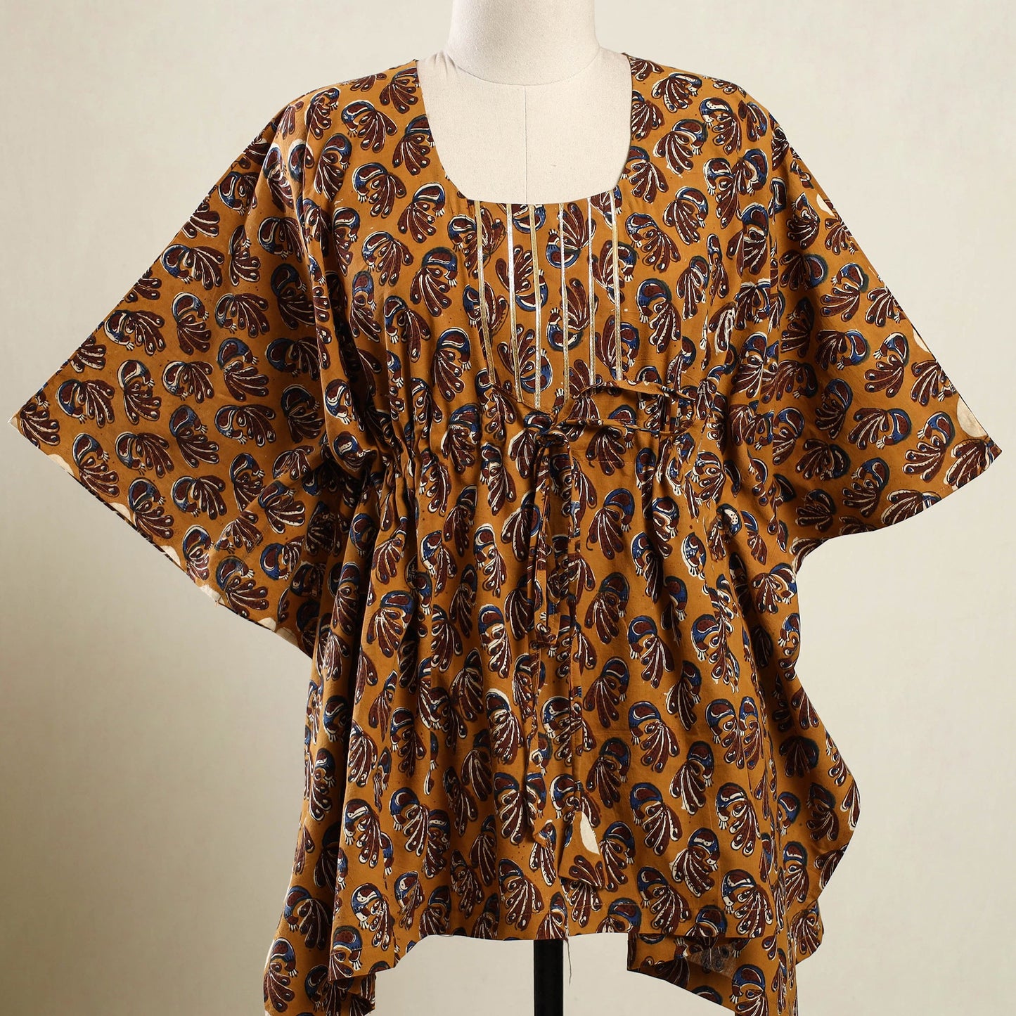 Orange - bagh cotton kaftan (short) 71 - handcrafted