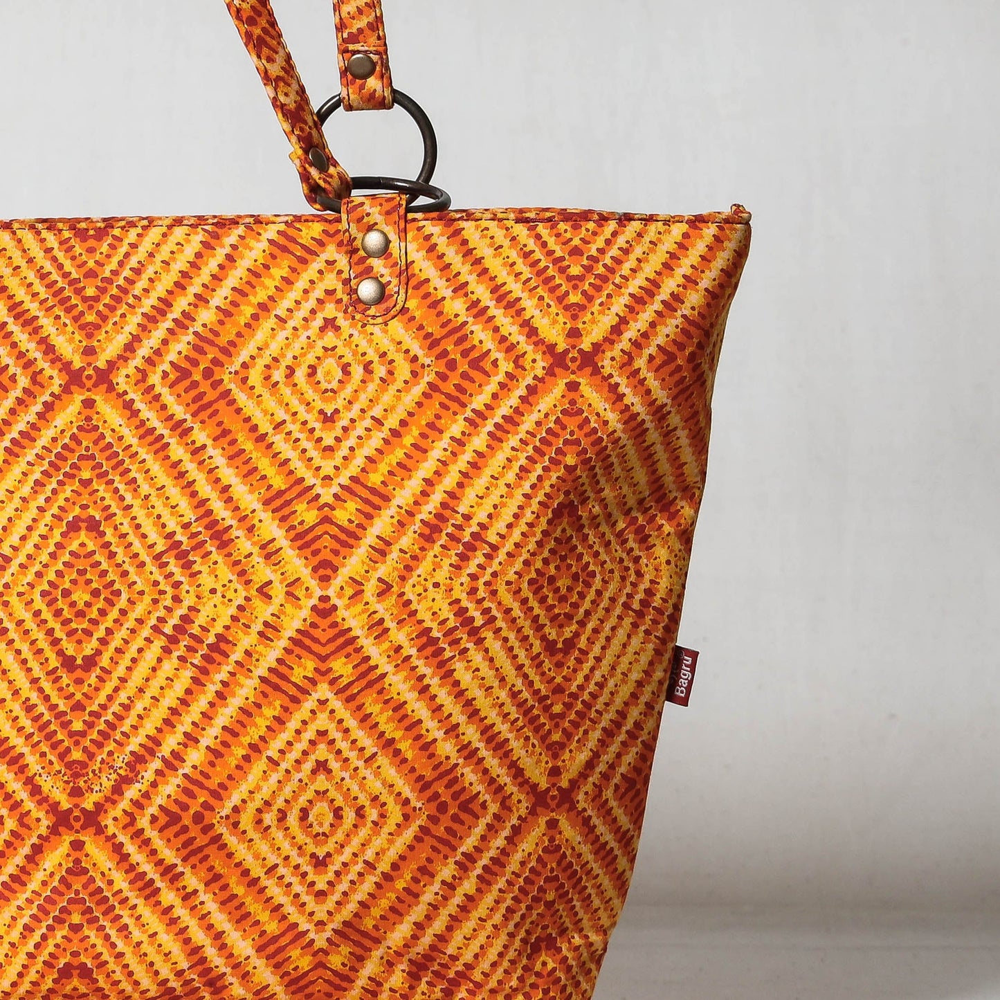Orange Bagru Block Printed Cotton Shoulder Bag