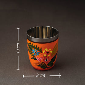  Banaras Orange Handpainted Stainless Steel Glass 